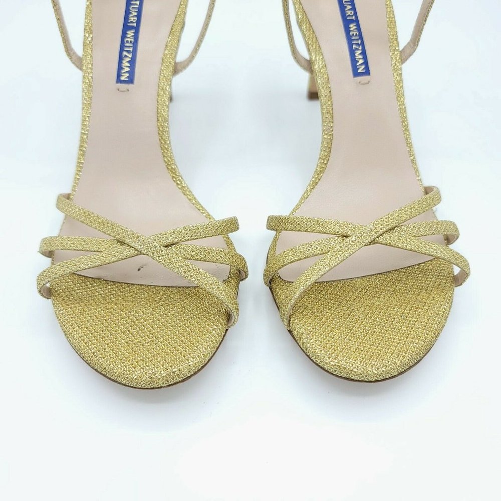 Stuart Weitzman Crisscross Metallic Glitter Sandal - Picture 3 of 6